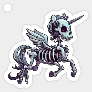 Spooky magical skeleton unicorn wings Sticker